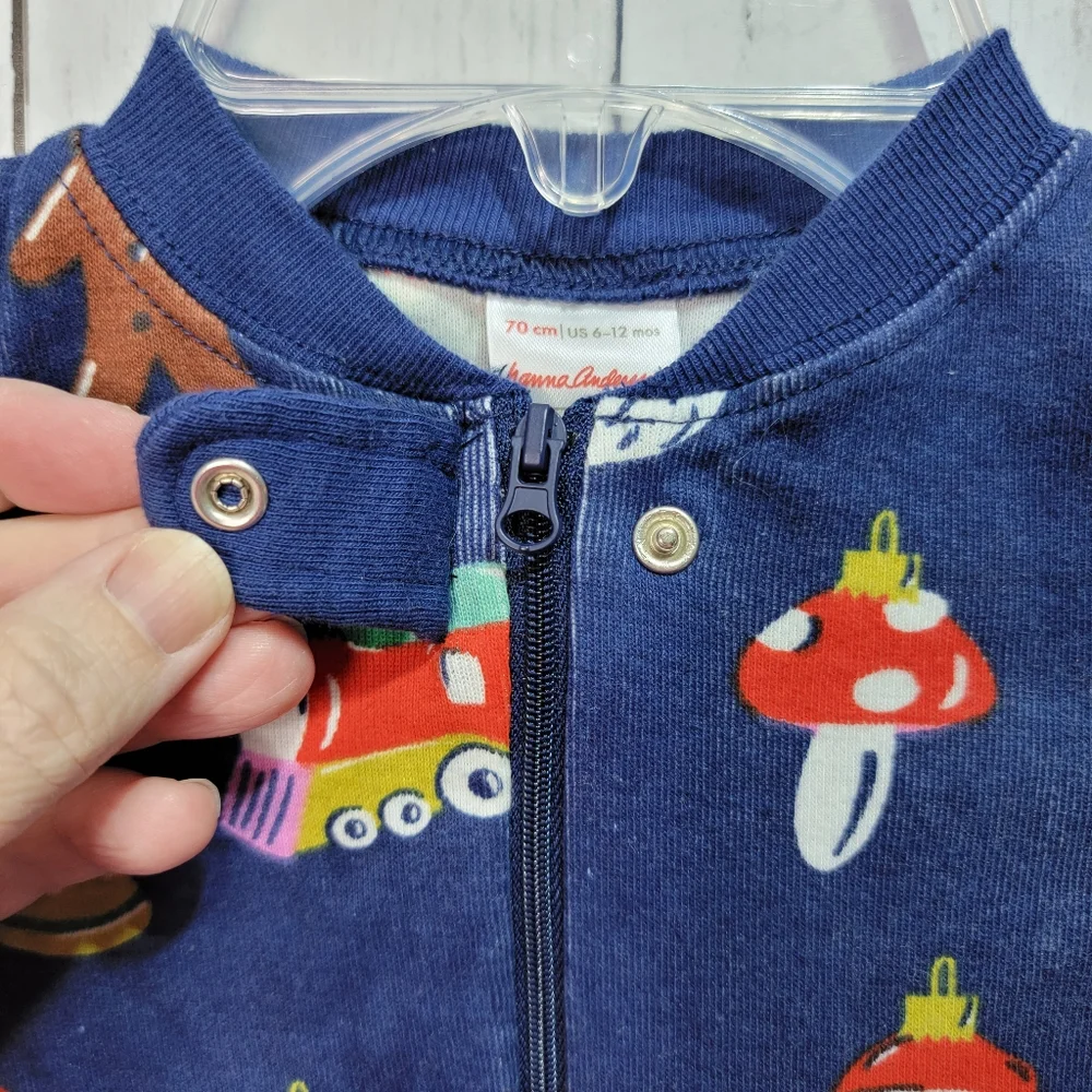 Hanna Andersson Infant Organic Cotton Holiday Sleeper Size 70 / 6-12M Zip Front.